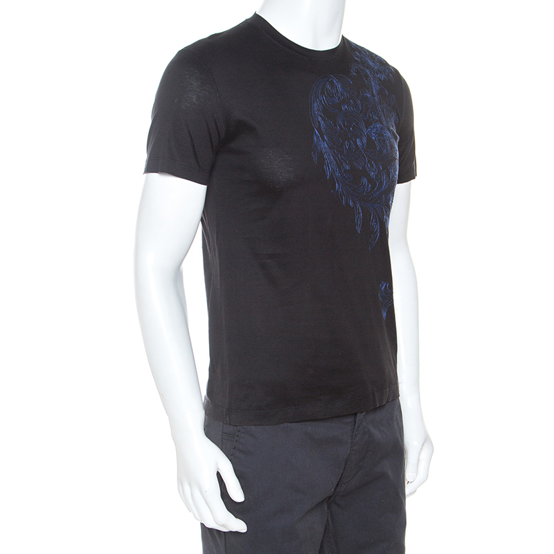 

Versace Black Medusa Motif Embroidered Cotton Short Sleeve T-Shirt