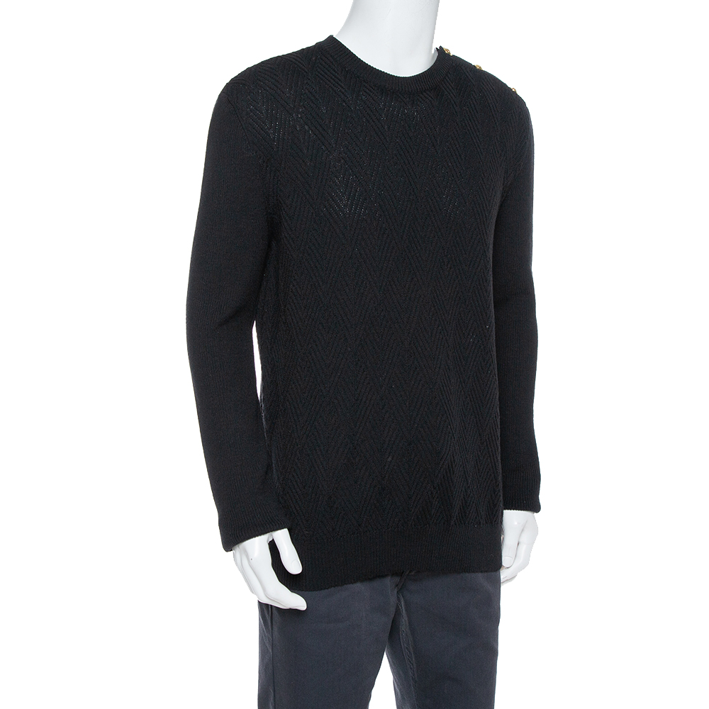 

Versace Black Diamond Pattern Rib Knit Sweater