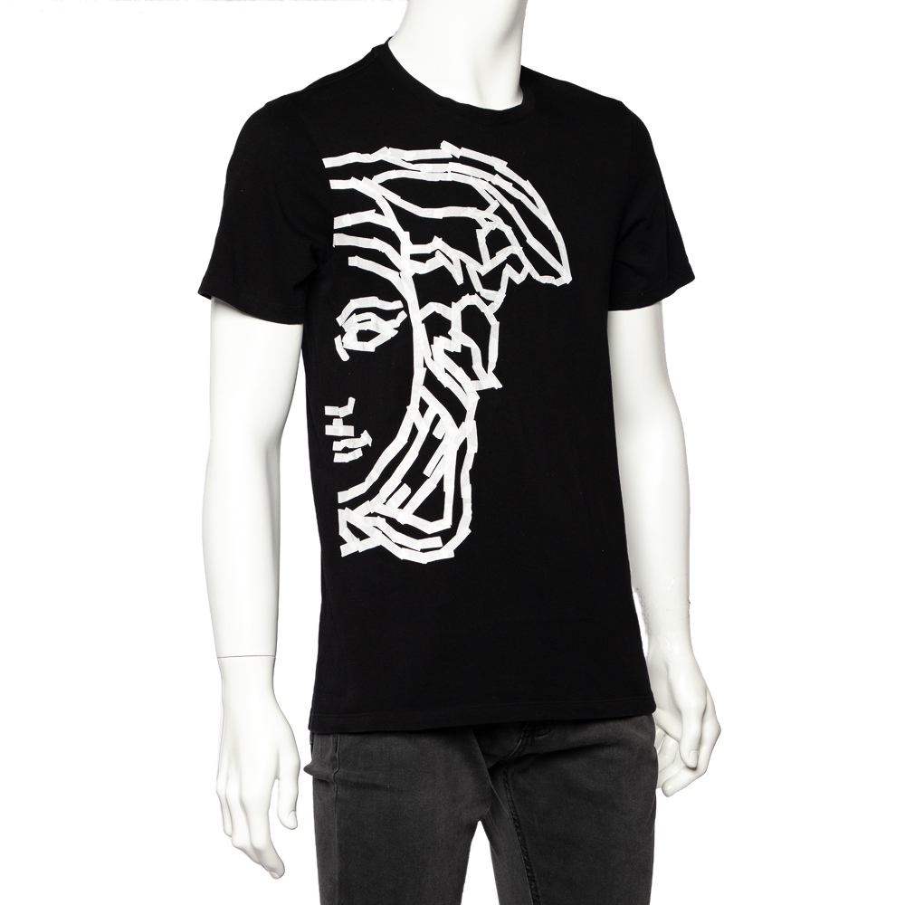 

Versace Collection Black Medusa Head Printed Cotton Crewneck T-Shirt