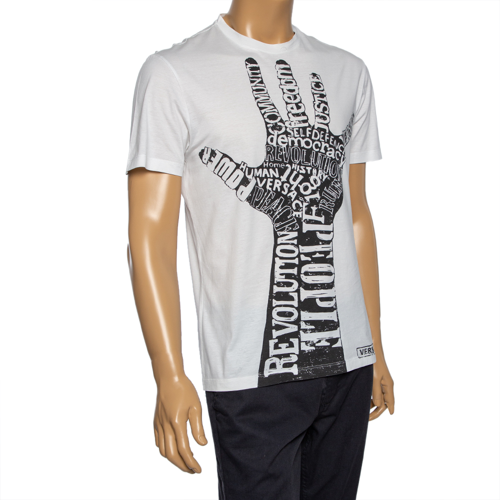 

Versace White Printed Cotton Short Sleeve T-Shirt