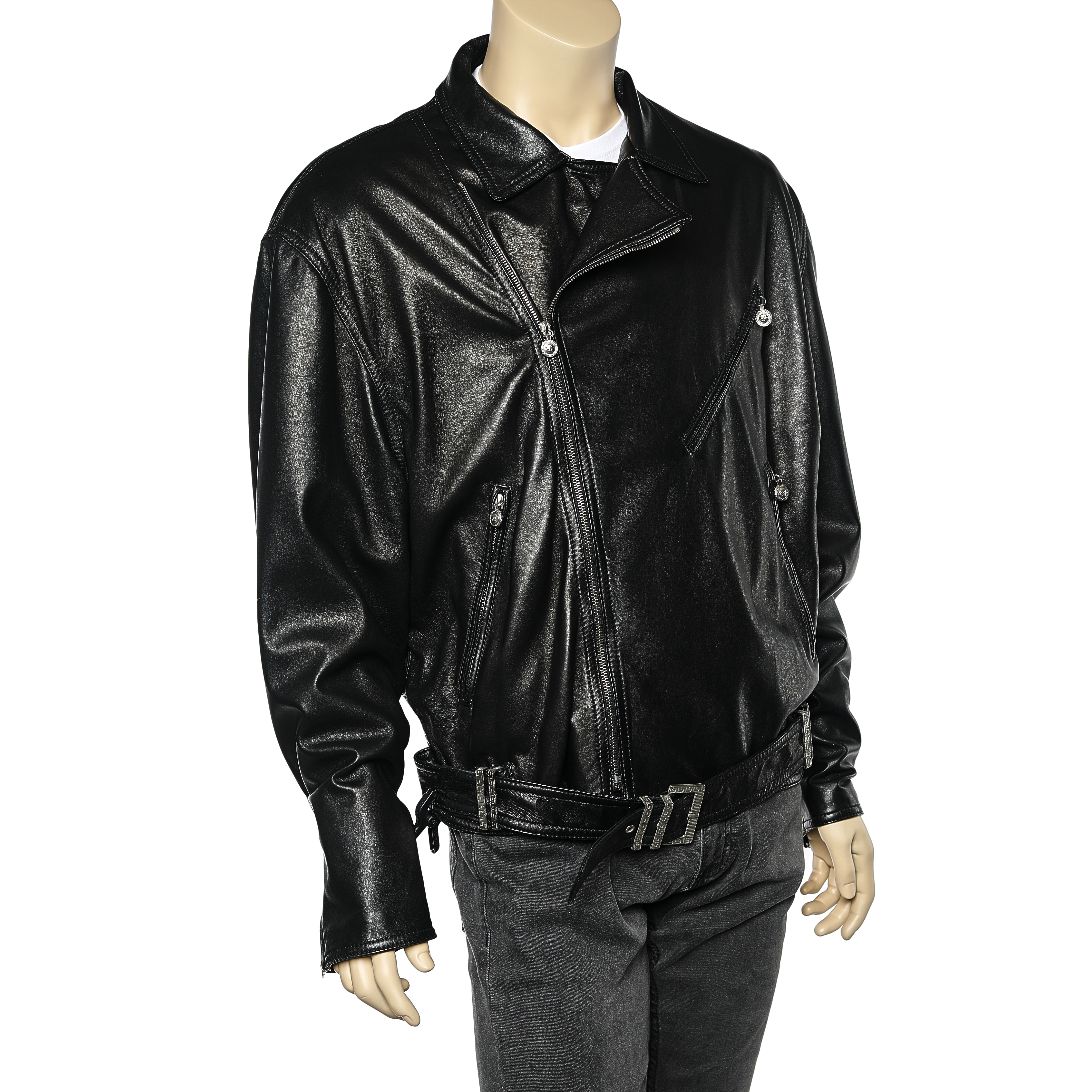 

Gianni Versace Black Leather Biker Jacket