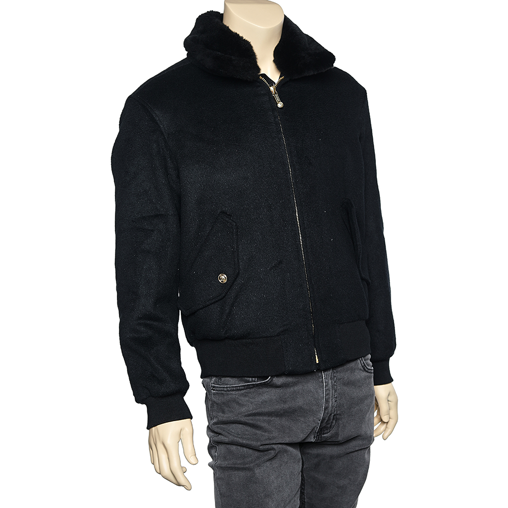 

Versace Black Wool & Angora Zip Front Jacket