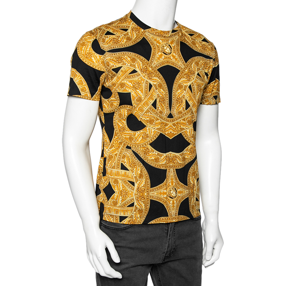 

Versace Black & Gold Baroque Printed Cotton T-Shirt