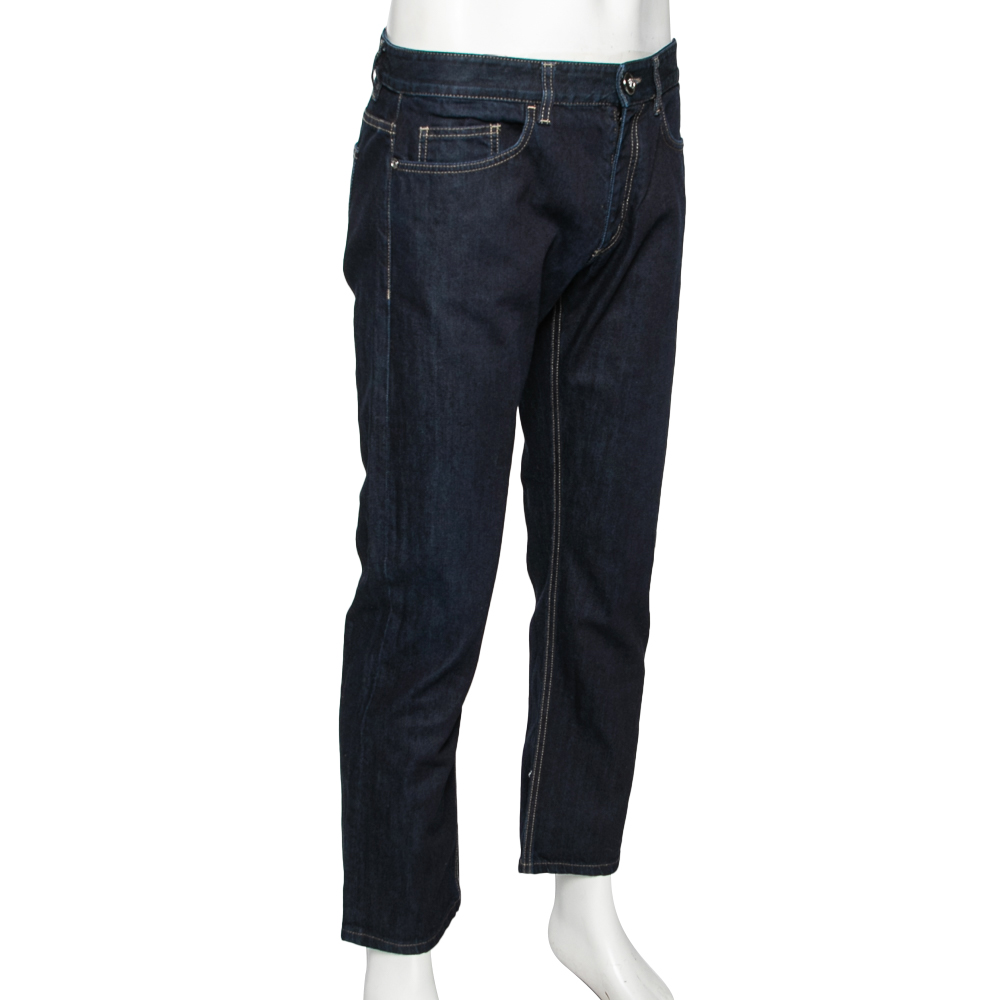 

Versace Navy Blue Cotton Denim Pants