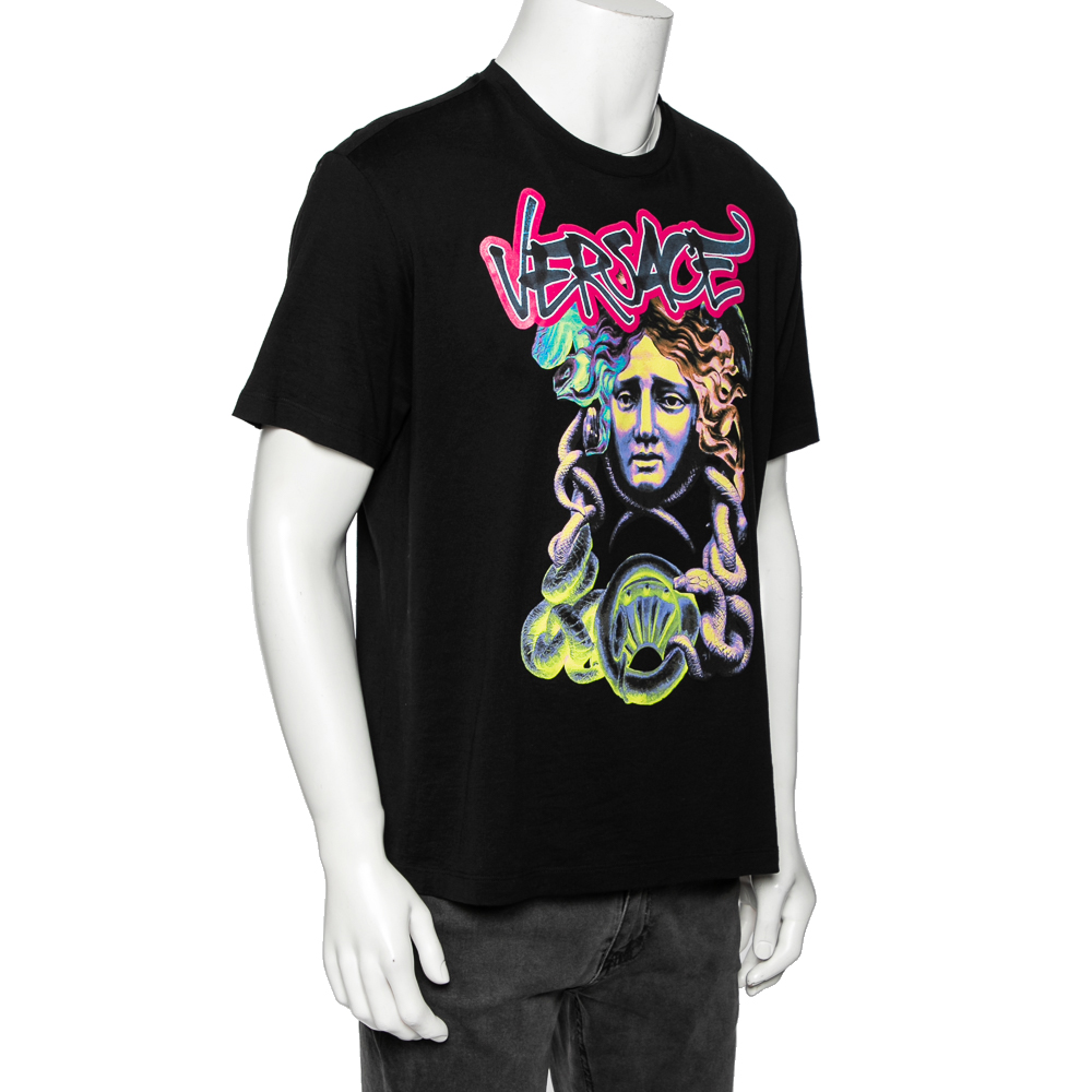 

Versace Black Medusa Printed Cotton Short Sleeve T-Shirt
