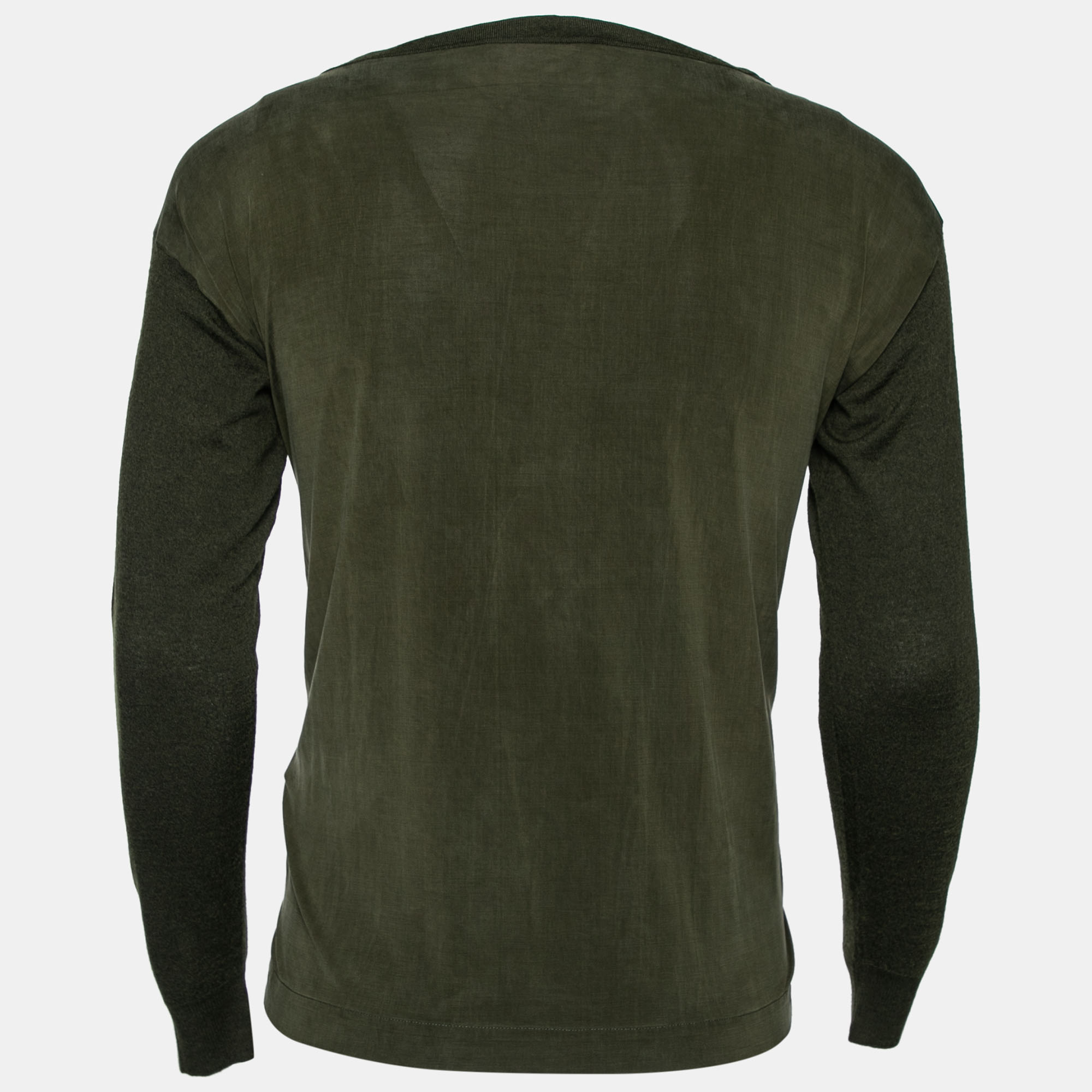 

Versace Green Knit Crew Neck Long Sleeve T-Shirt