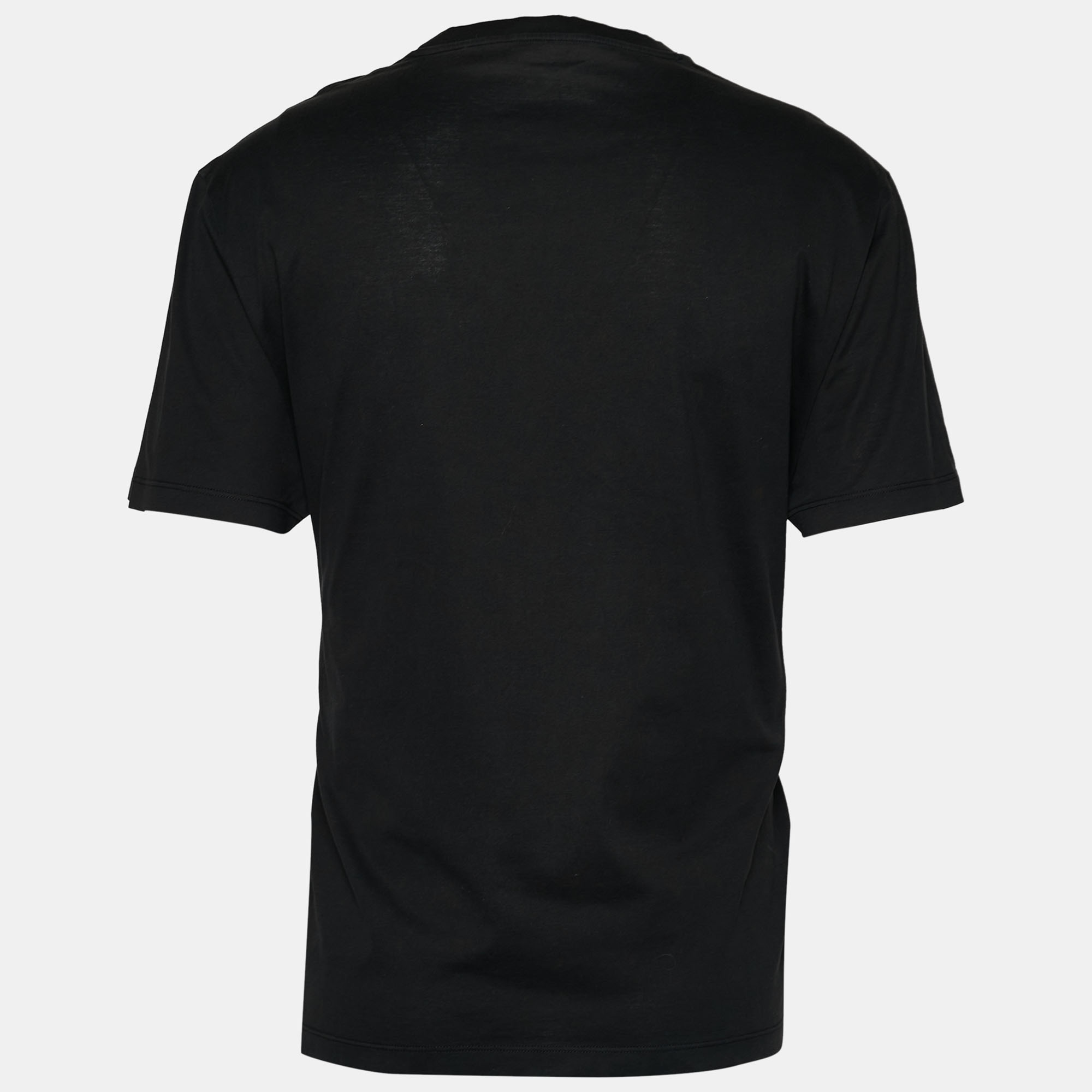 

Versace Black Cotton Versace Embroidered Crew Neck T-Shirt