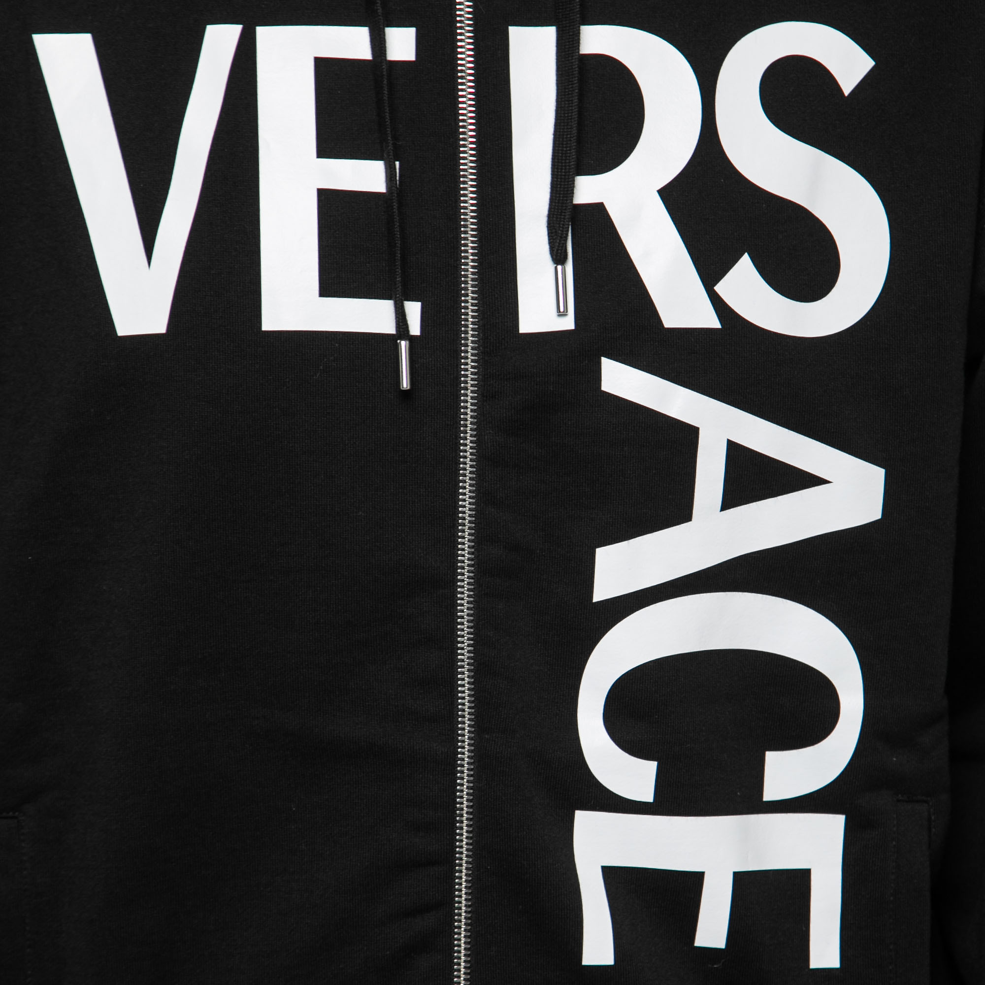 

Versace Black Alphabet Logo Print Cotton Zip-Up Hoodie