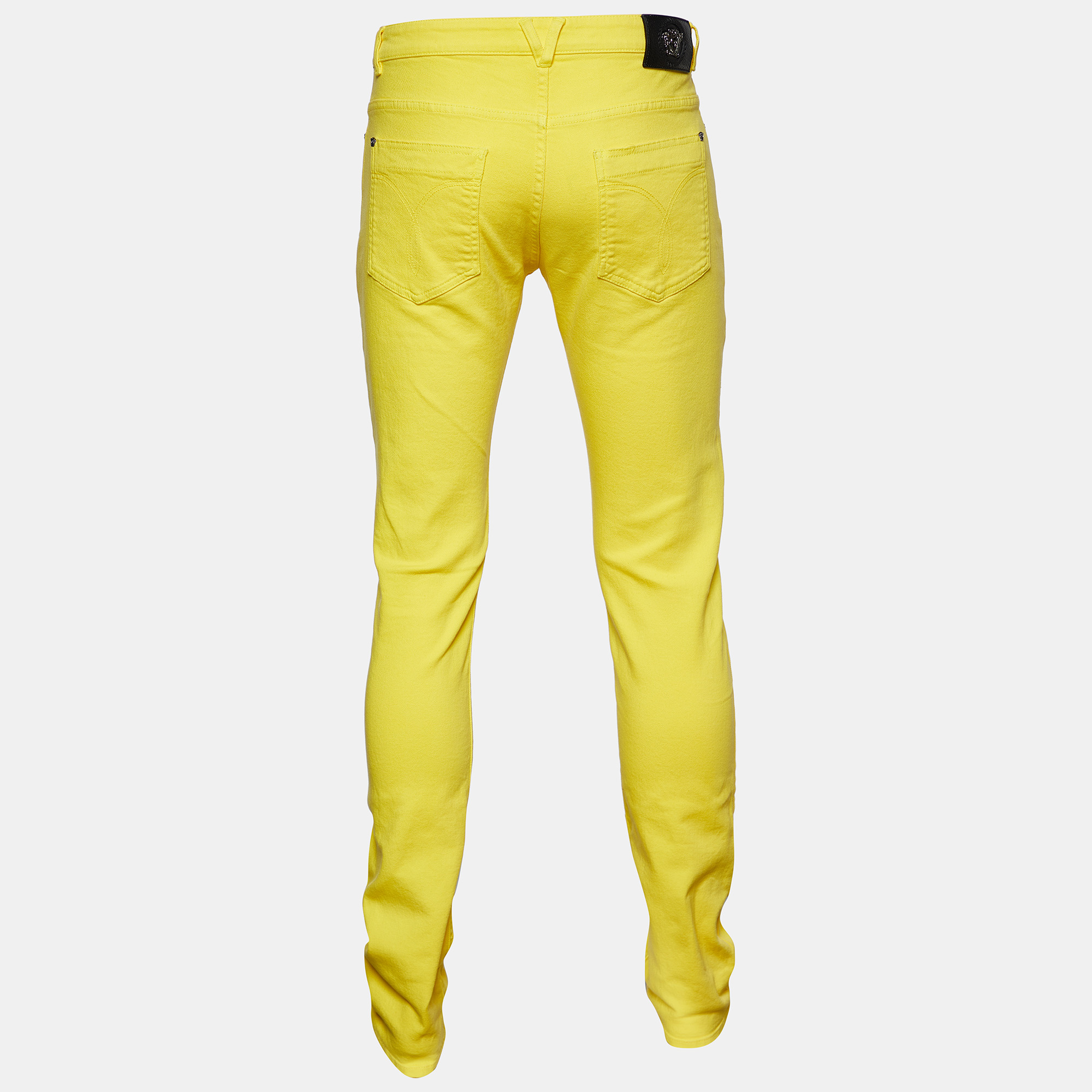 

Versace Yellow Denim Medusa Detail Slim Fit Jeans  Waist 33