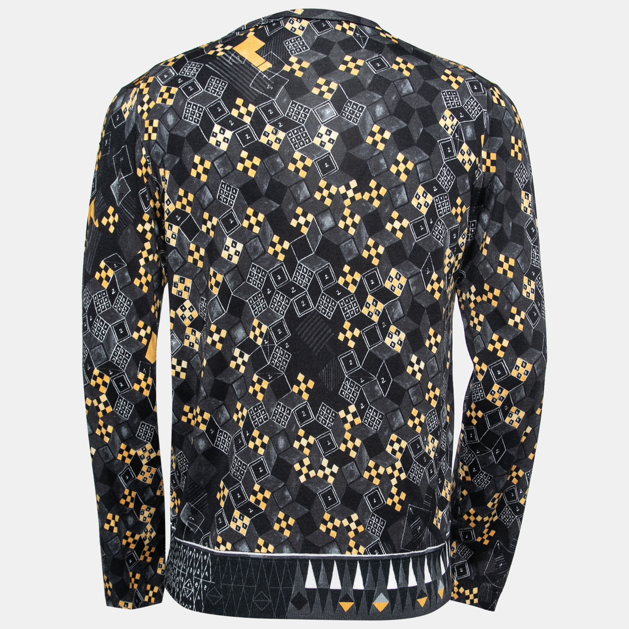 

Versace Black Multicolor Printed Silk Knit Sweater