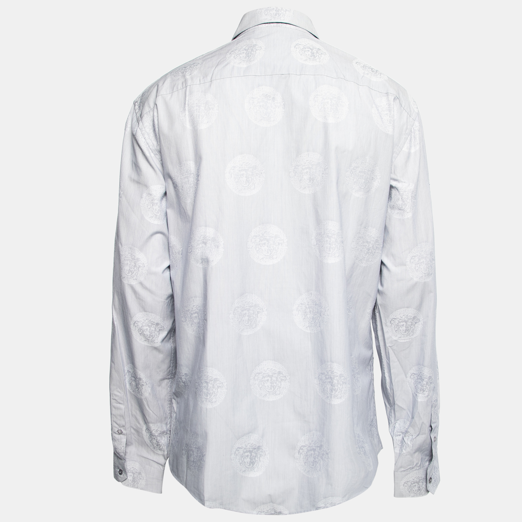 

Versace Blue Logo Jacquard Cotton Button Front Shirt