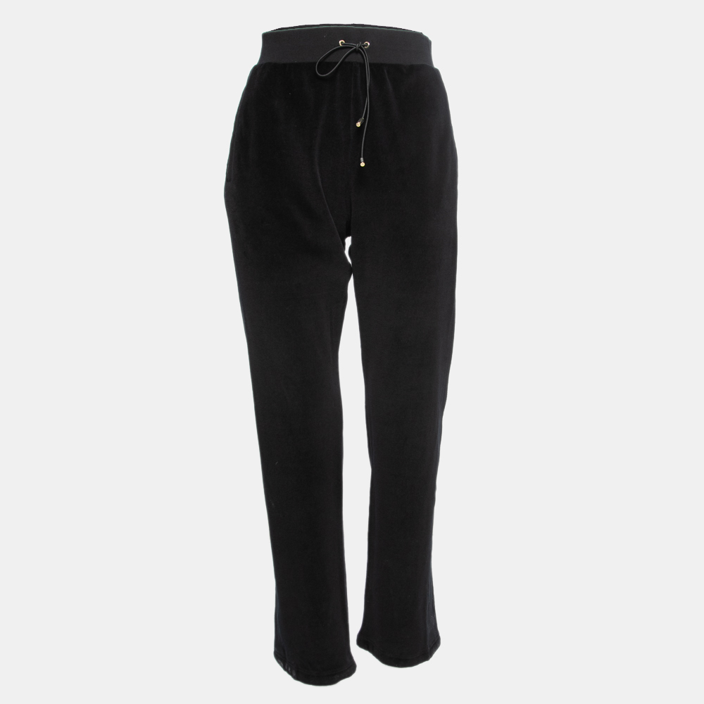 Versace Black Velour Drawstring Pants S