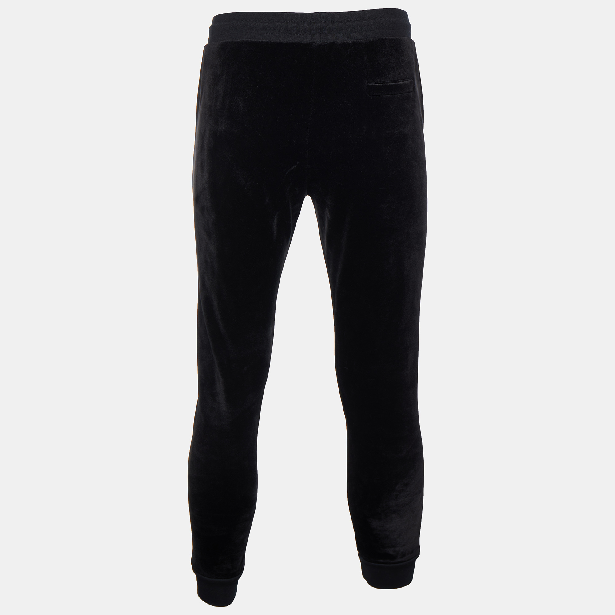 

Versace Black Medussa Embroidered Velvet Joggers