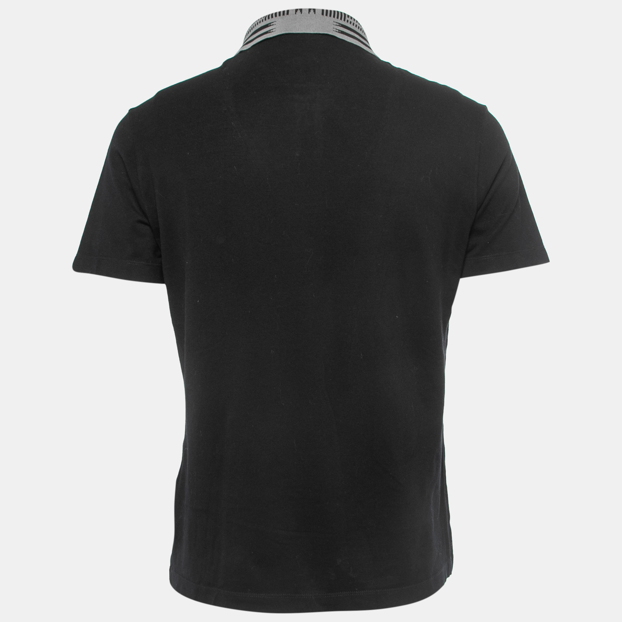 

Versace Black Cototn Pique Contrast Collar Polo T-Shirt