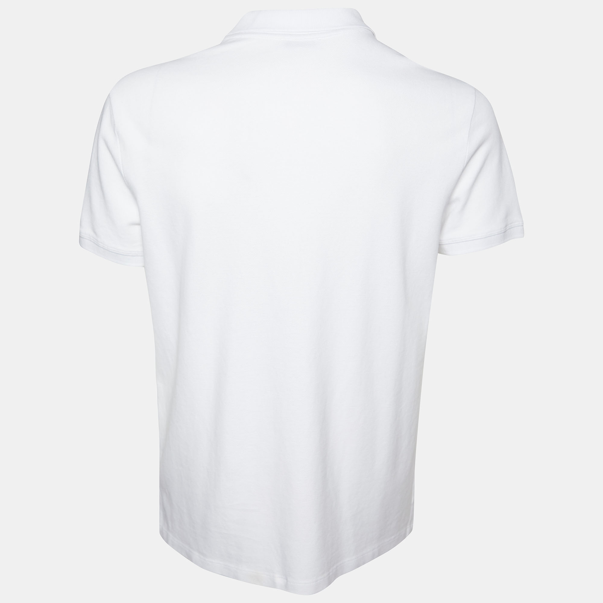 

Versace White Tonal Medussa Head Embroidered Cotton Pique Polo T-Shirt