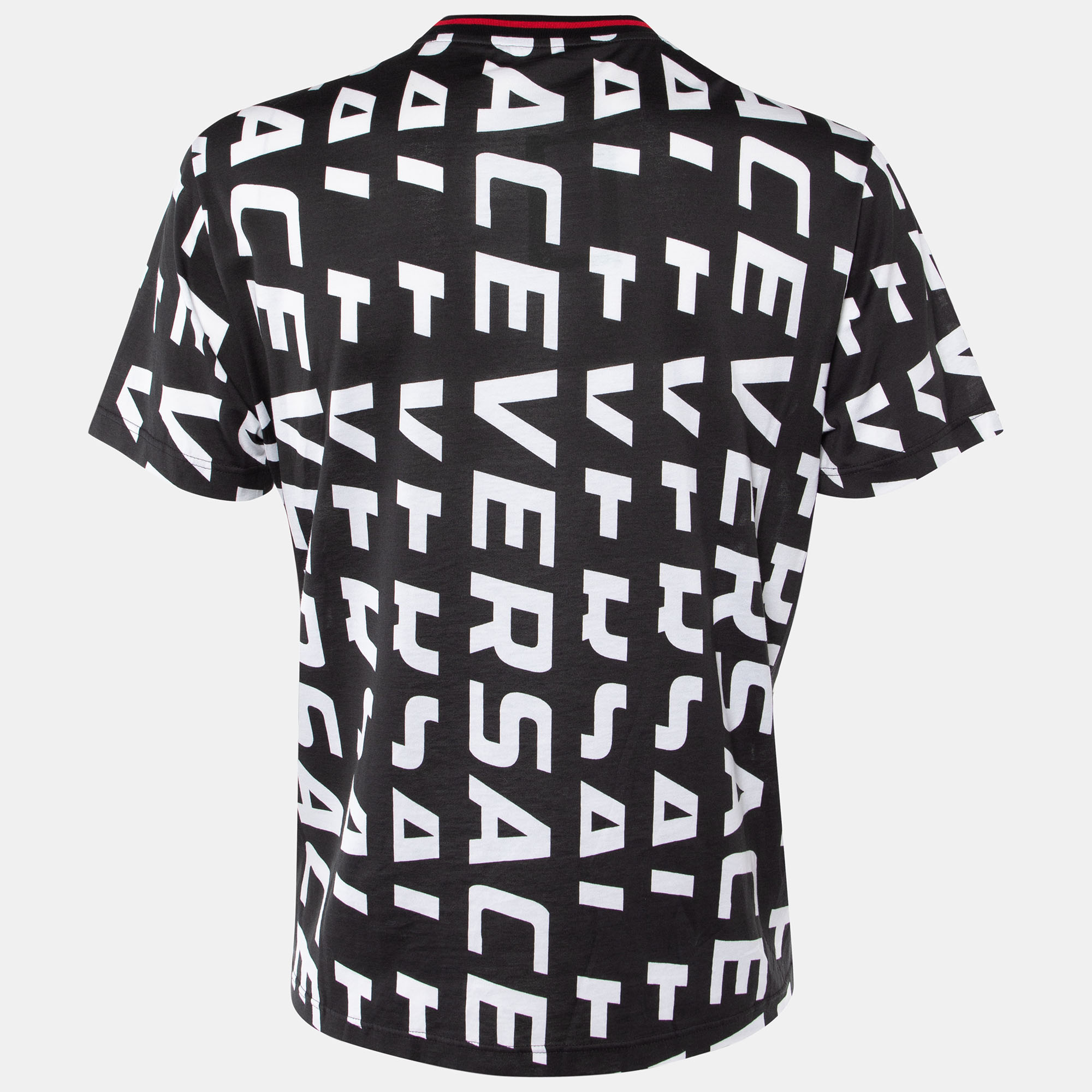 

Versace Black Logo Letter Printed Cotton Knit T-Shirt