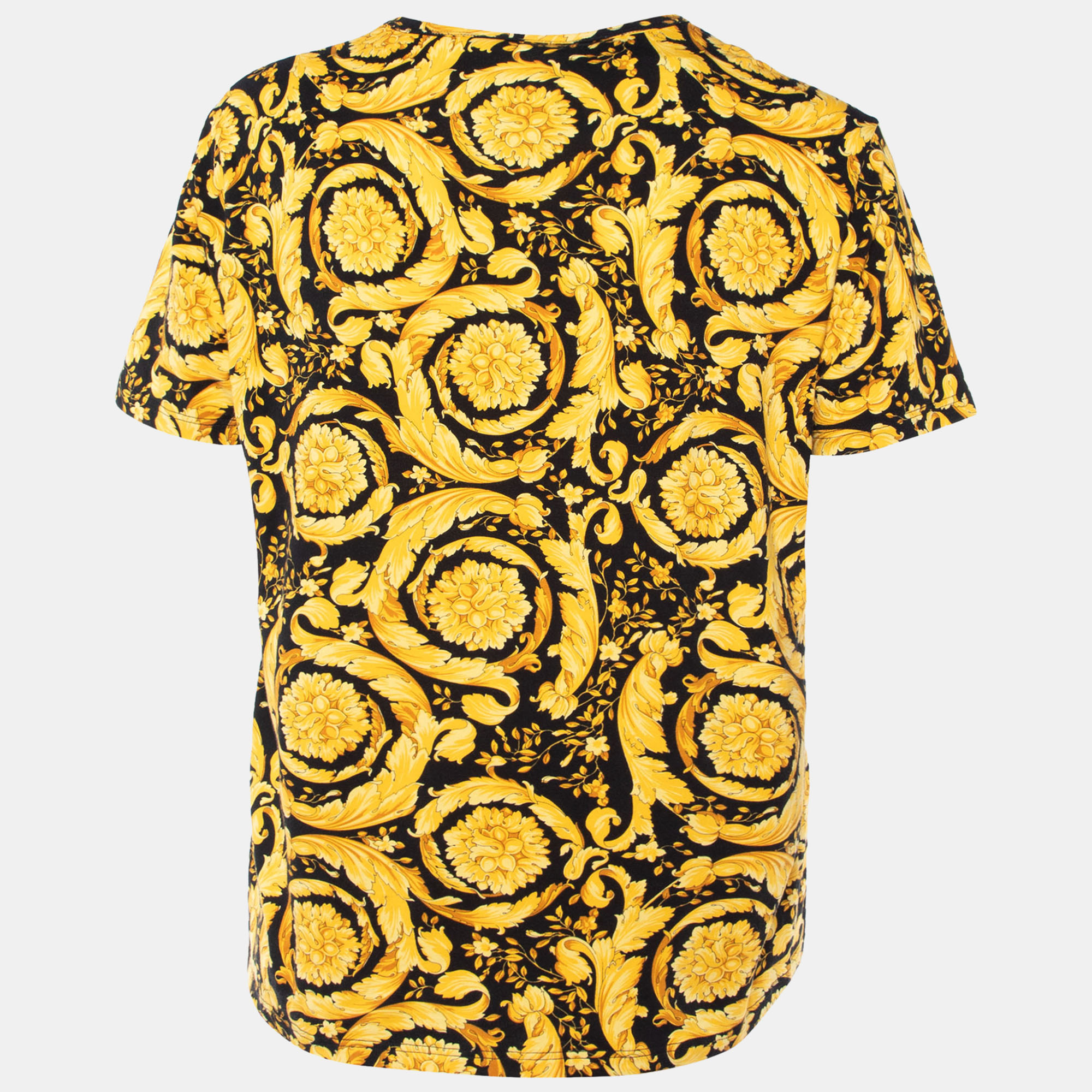 

Versace Black Barocco Printed Cotton Knit T-Shirt, Gold