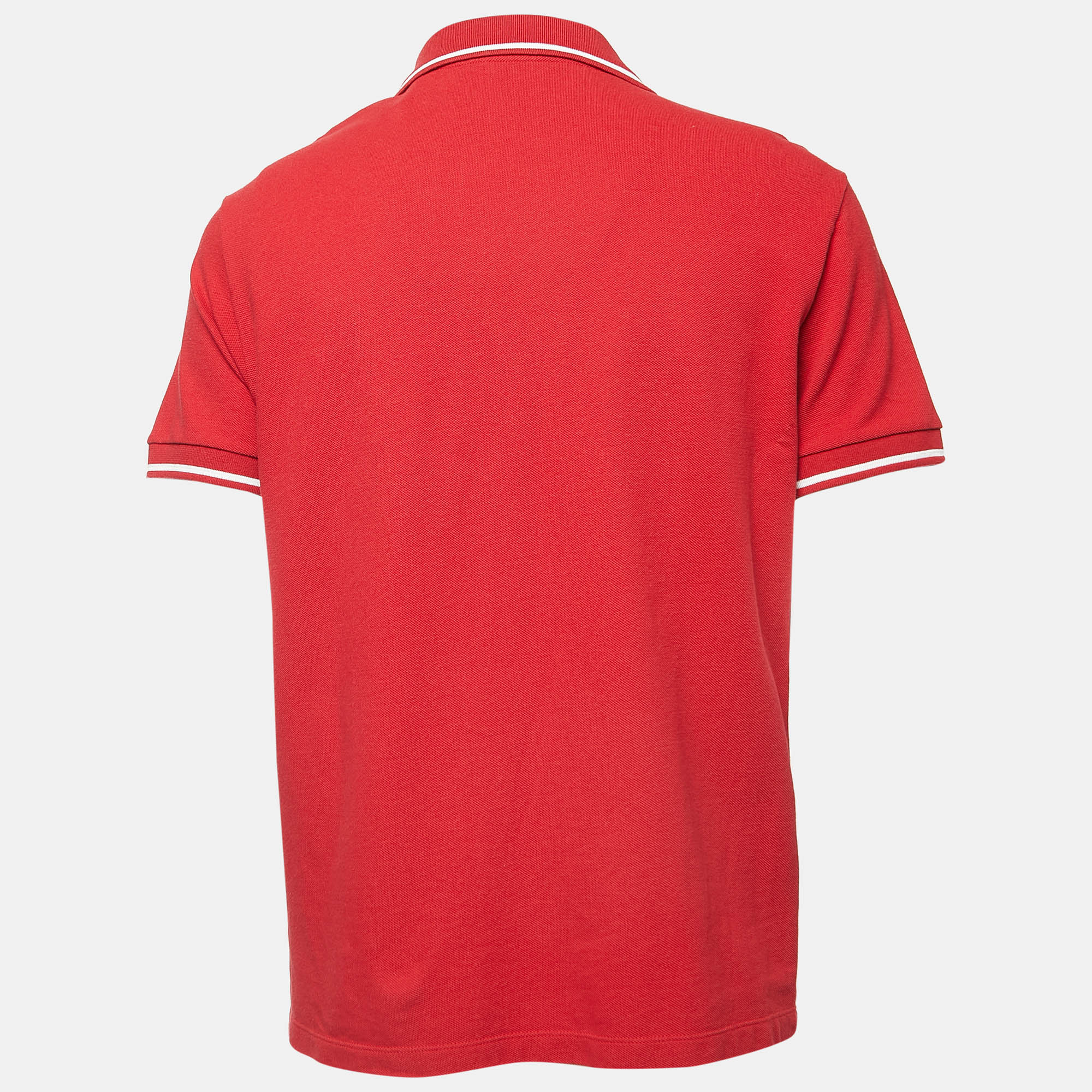 

Versace Red Cotton Pique Logo Embroidered Polo T-Shirt