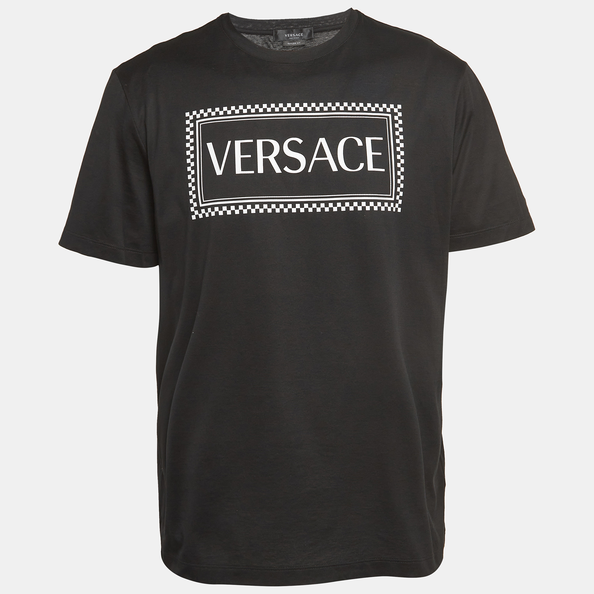 Pre-owned Versace Black Logo Print Cotton T-shirt 2xl