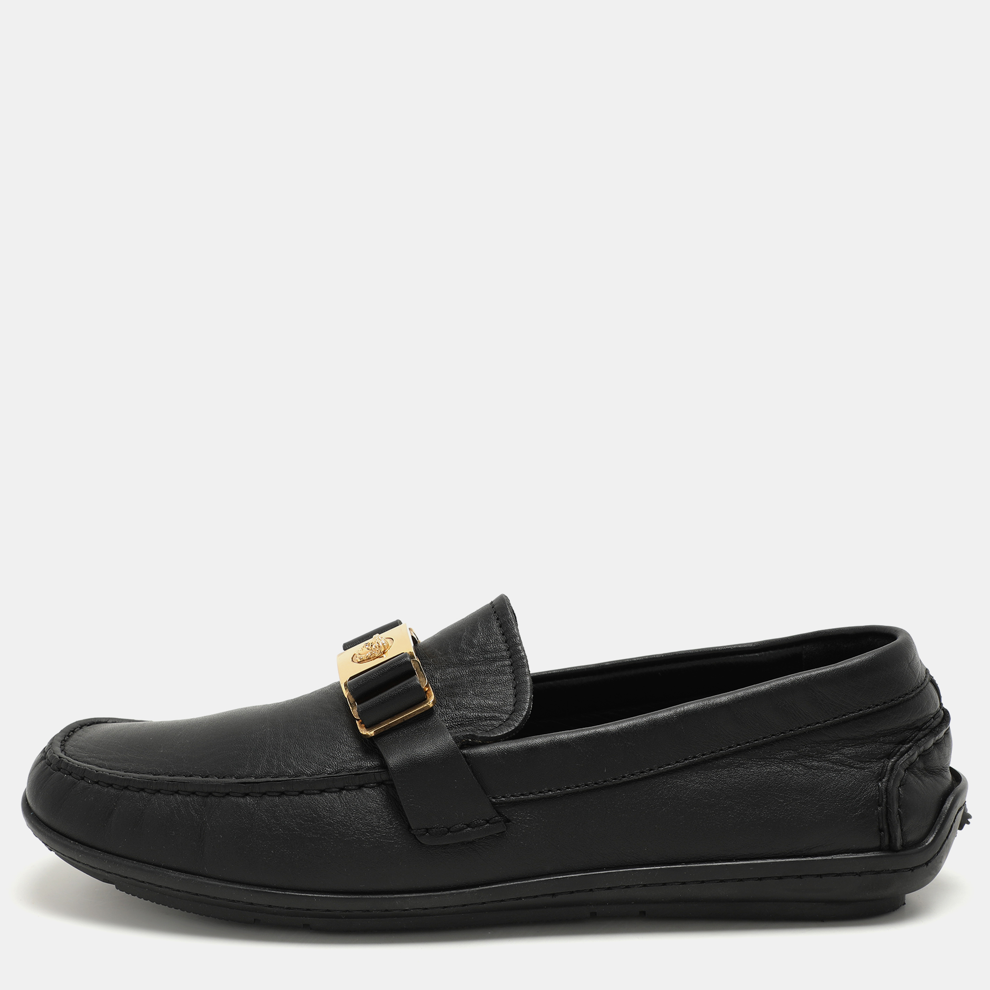 

Versace Black Leather Medusa Loafers Size