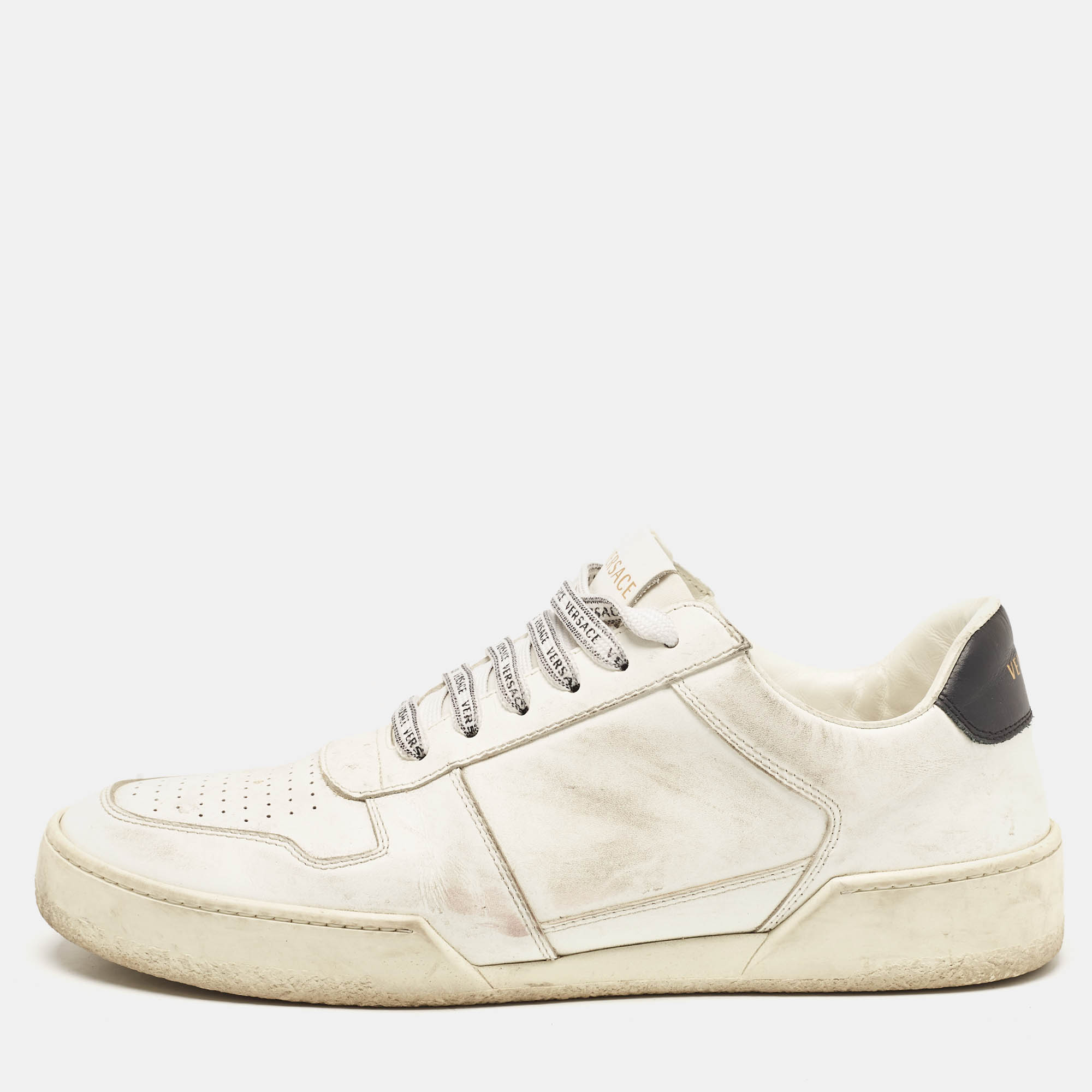 

Versace White Leather Ilus Low Top Sneakers Size