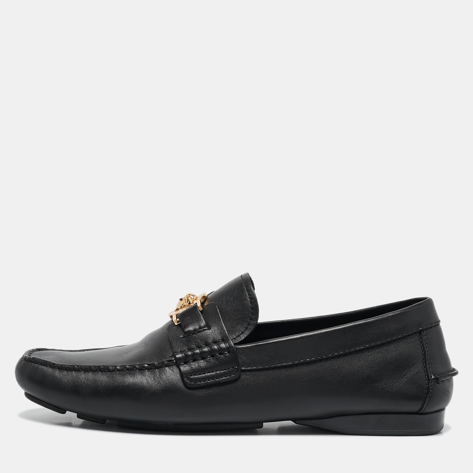 

Versace Black Leather Medusa Loafers Size