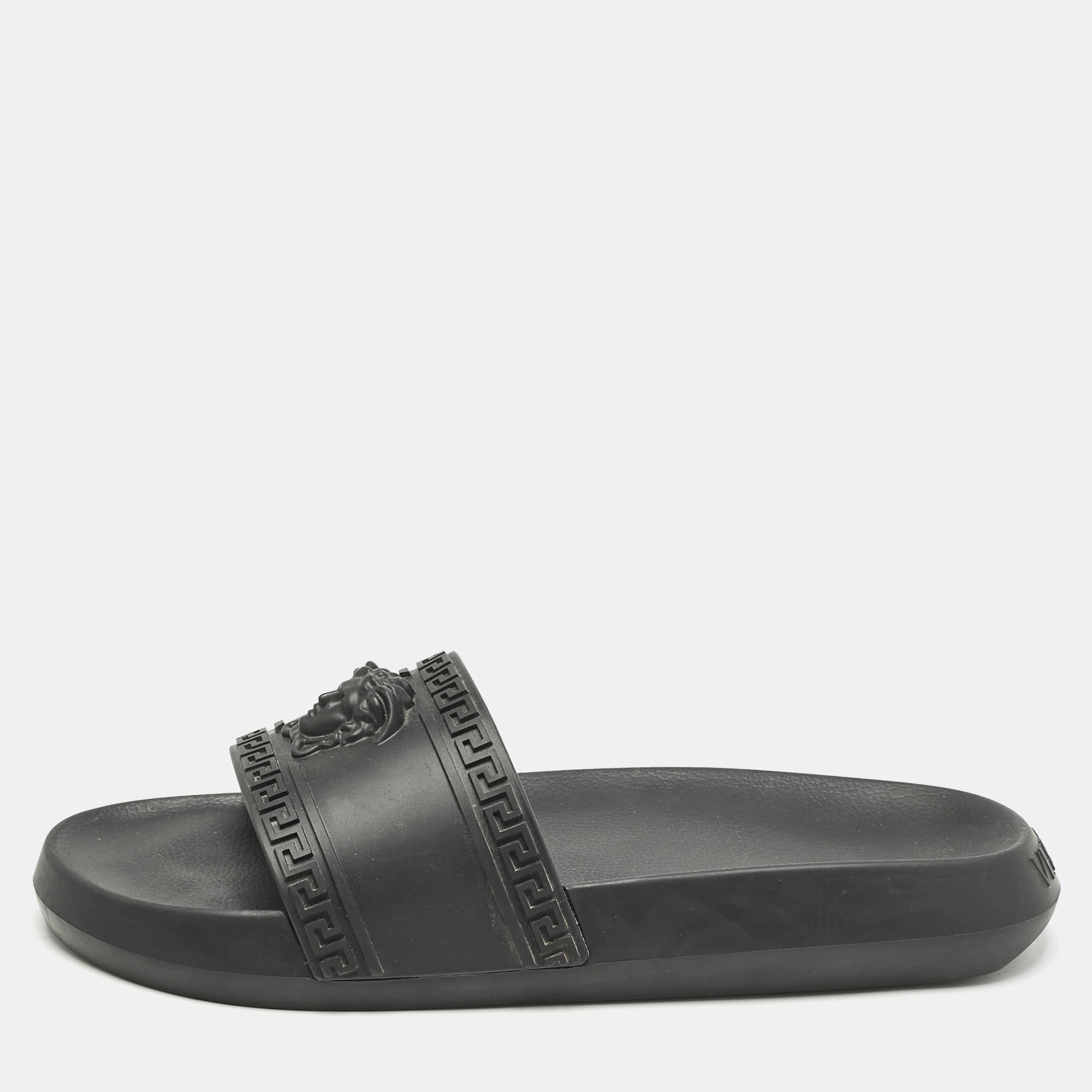 

Versace Black Rubber La Medusa Pool Slides Size