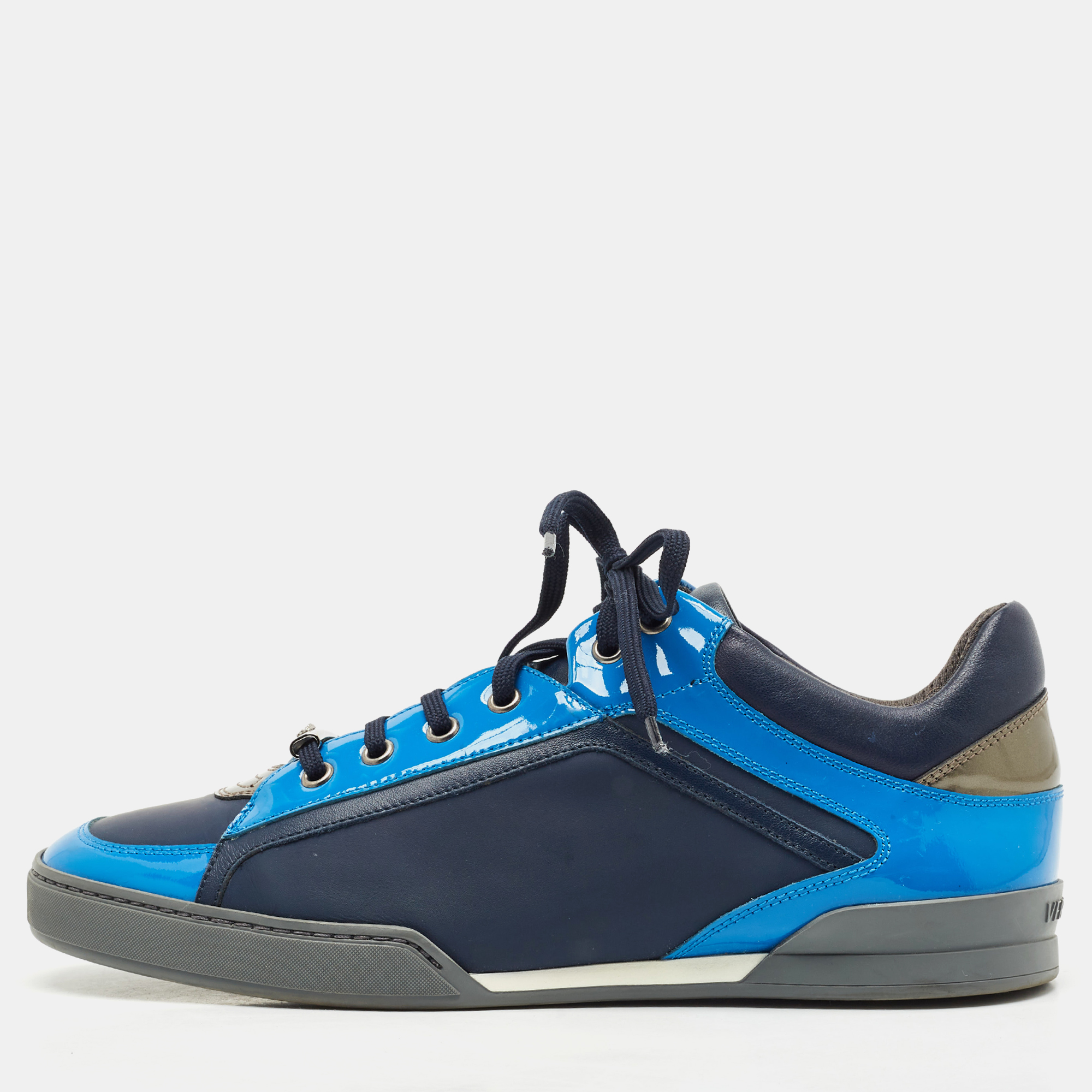 

Versace Blue/Navy Blue Leather and Patent Medusa Low Top Sneakers Size