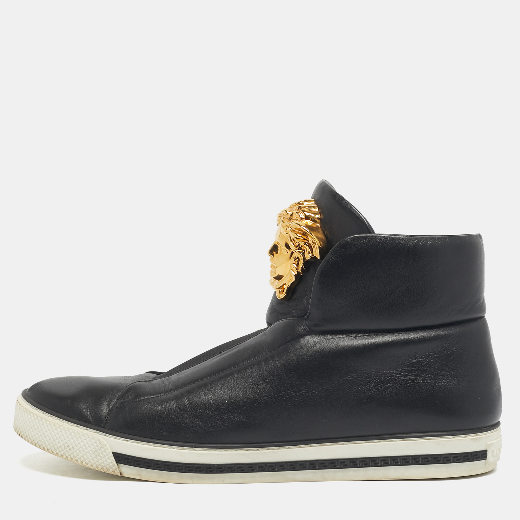 

Versace Black Leather Palazzo Slip On Sneakers Size