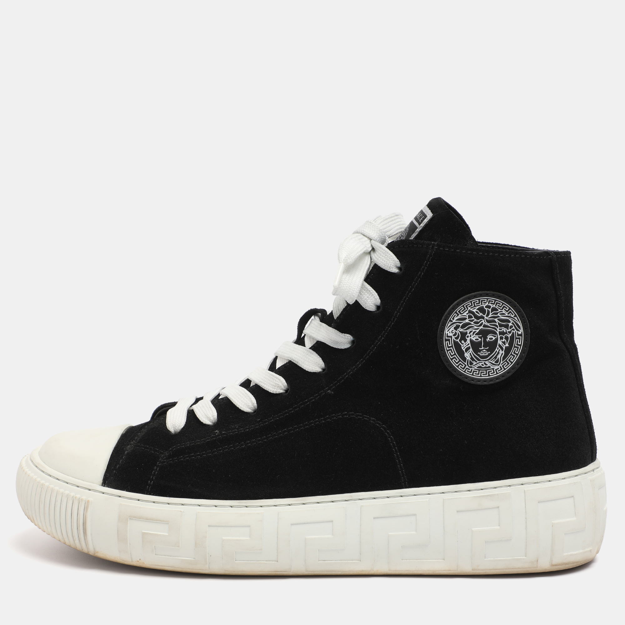 Versace Black Suede High Top Sneakers Size 41
