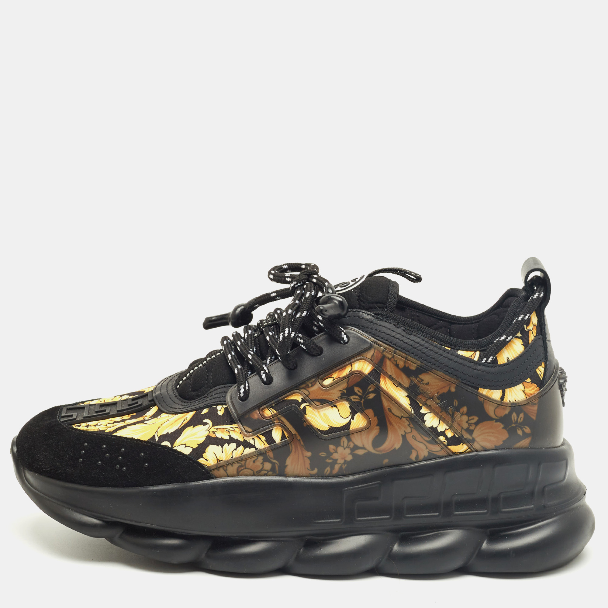 

Versace Black/Yellow Canvas and Leather Trigreca Sneakers Size, Multicolor
