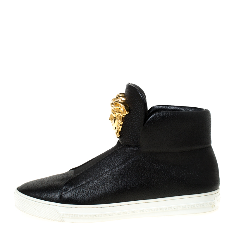 

Versace Black Leather Palazzo Medusa High Top Sneakers Size