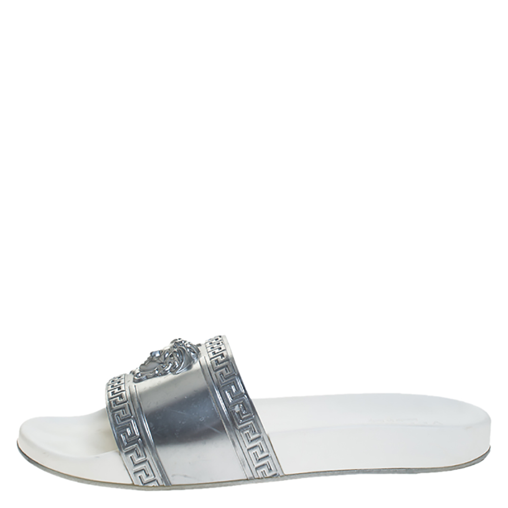 

Versace Silver Rubber Medusa Head Slide Sandals Size