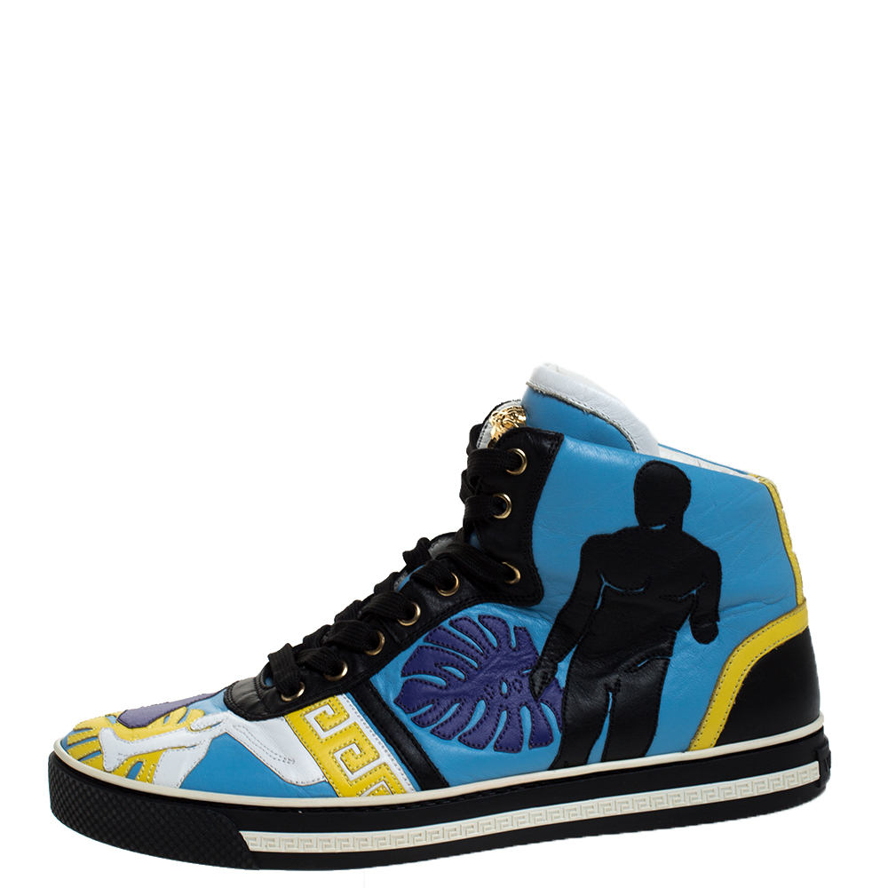 

Versace Multicolor Graphics Detailed Medusa High Top Sneakers Size