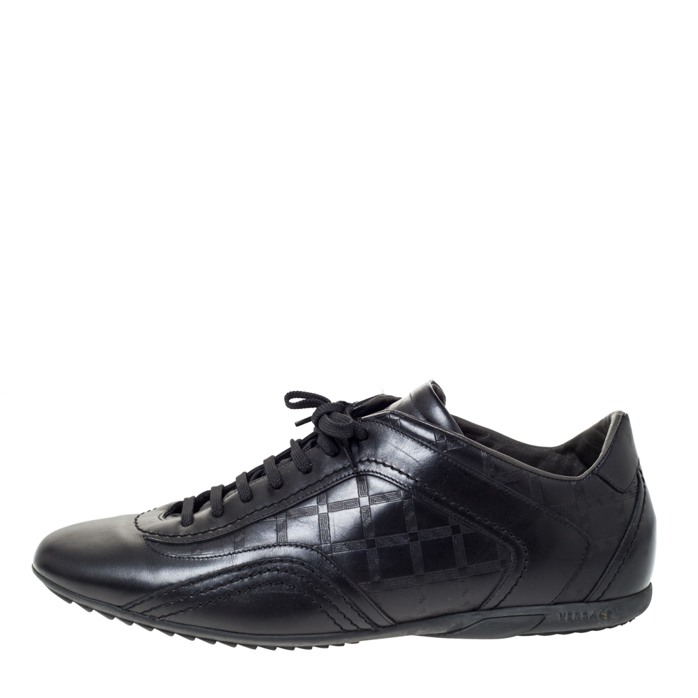 

Versace Black Leather Low Top Sneakers Size