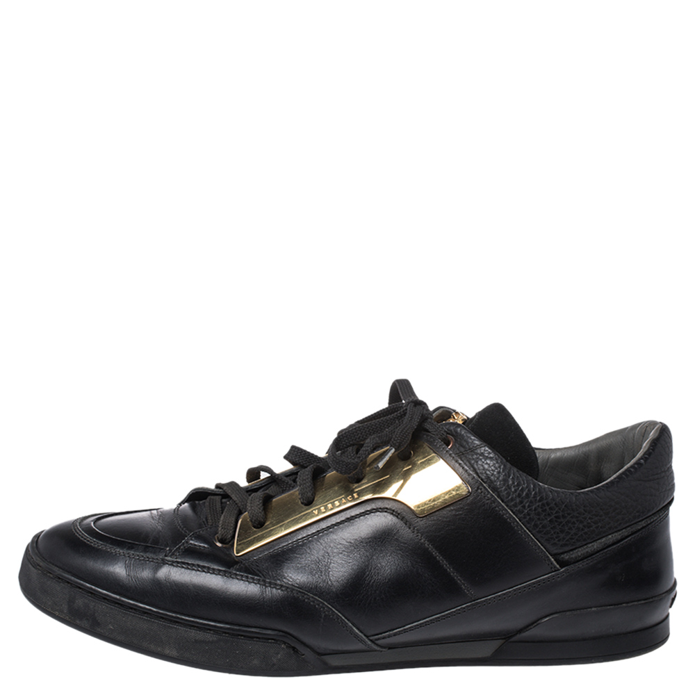 

Versace Black Leather Medusa Low Top Sneakers Size
