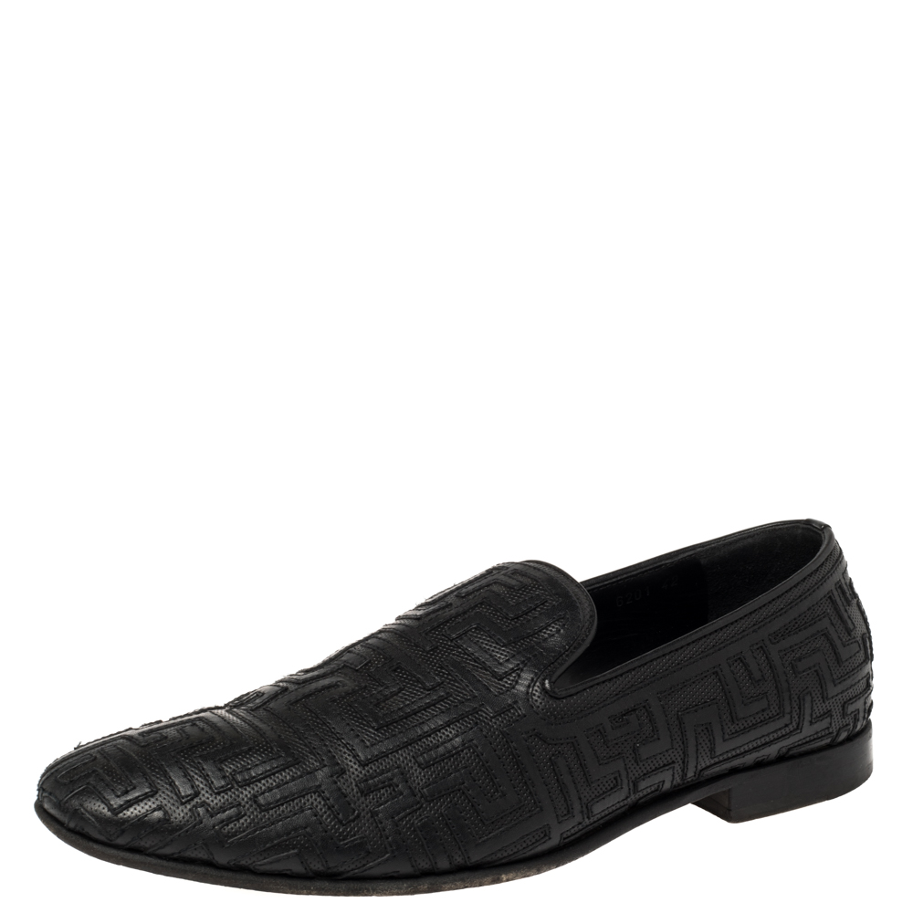 

Versace Black Leather Smoking Slippers Size