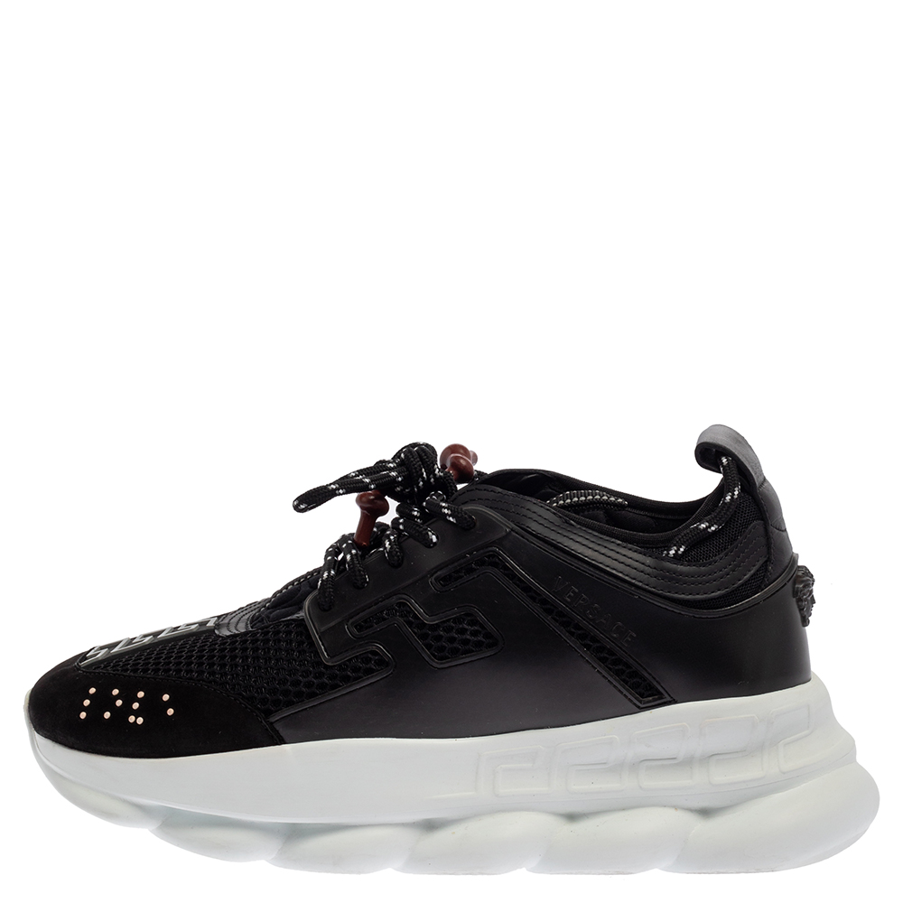 

Versace Black Mesh And Leather Chain Reaction Sneakers Size