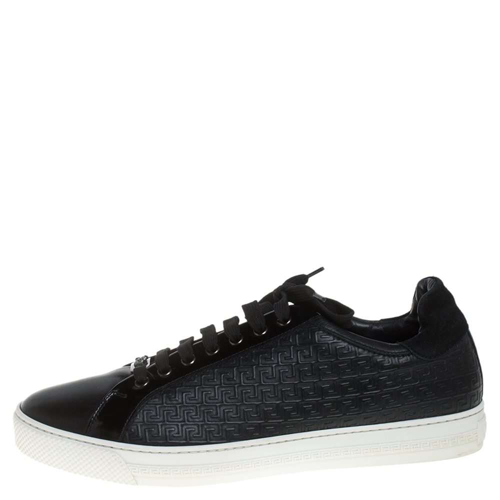 

Versace Black Leather Low Top Sneakers Size