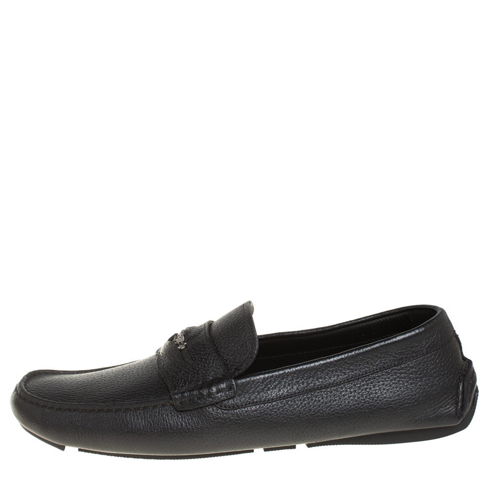

Versace Black Leather Medusa Loafers Size