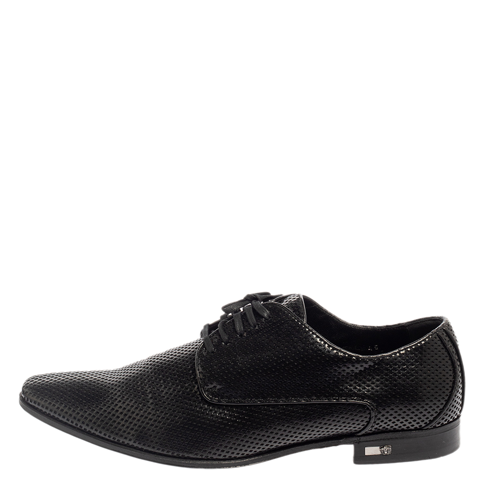 

Versace Black Perforated Leather Derby Size