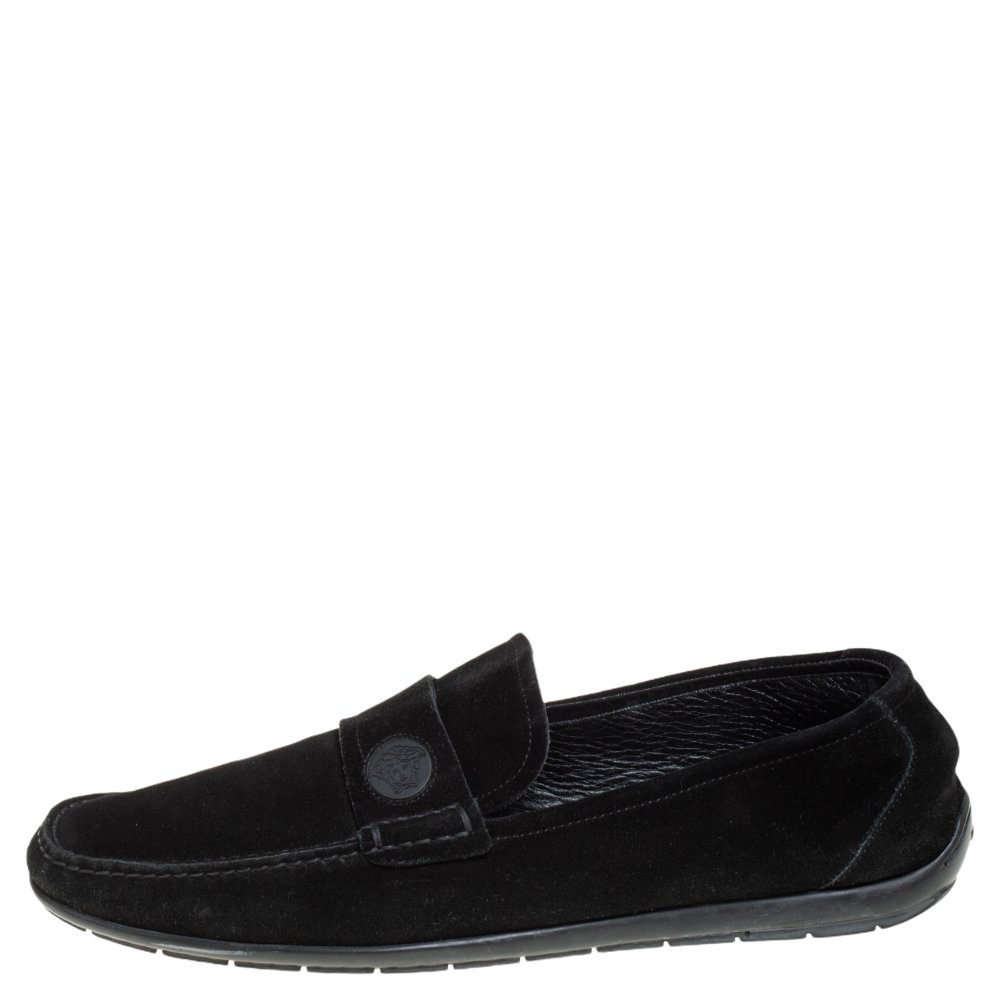 

Versace Black Suede Slip On Loafers Size