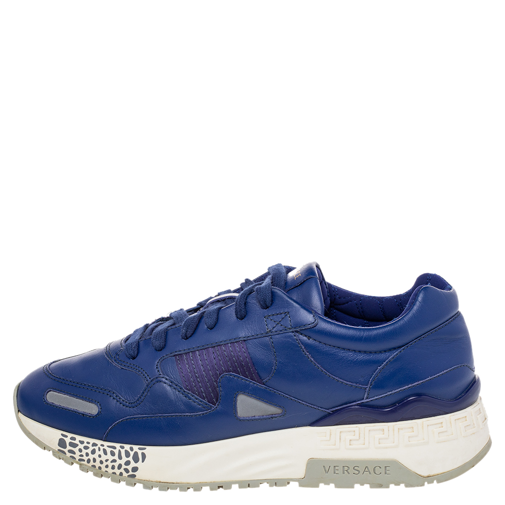 

Versace Blue Leather Low Top Sneakers Size