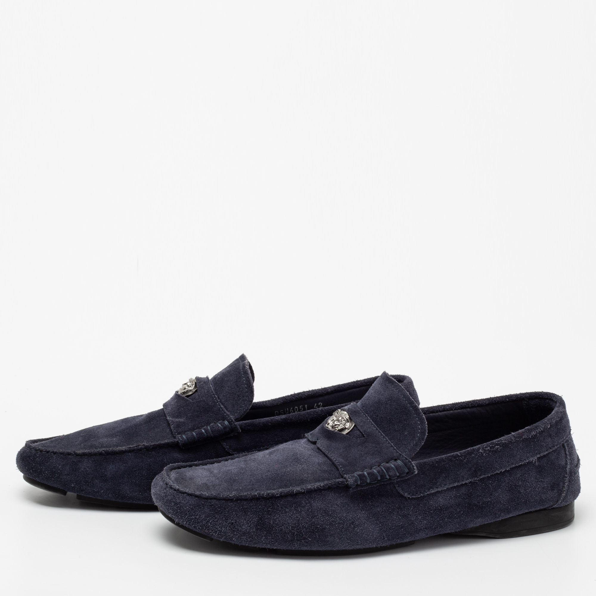 

Versace Navy Blue Suede Medusa Loafers Size