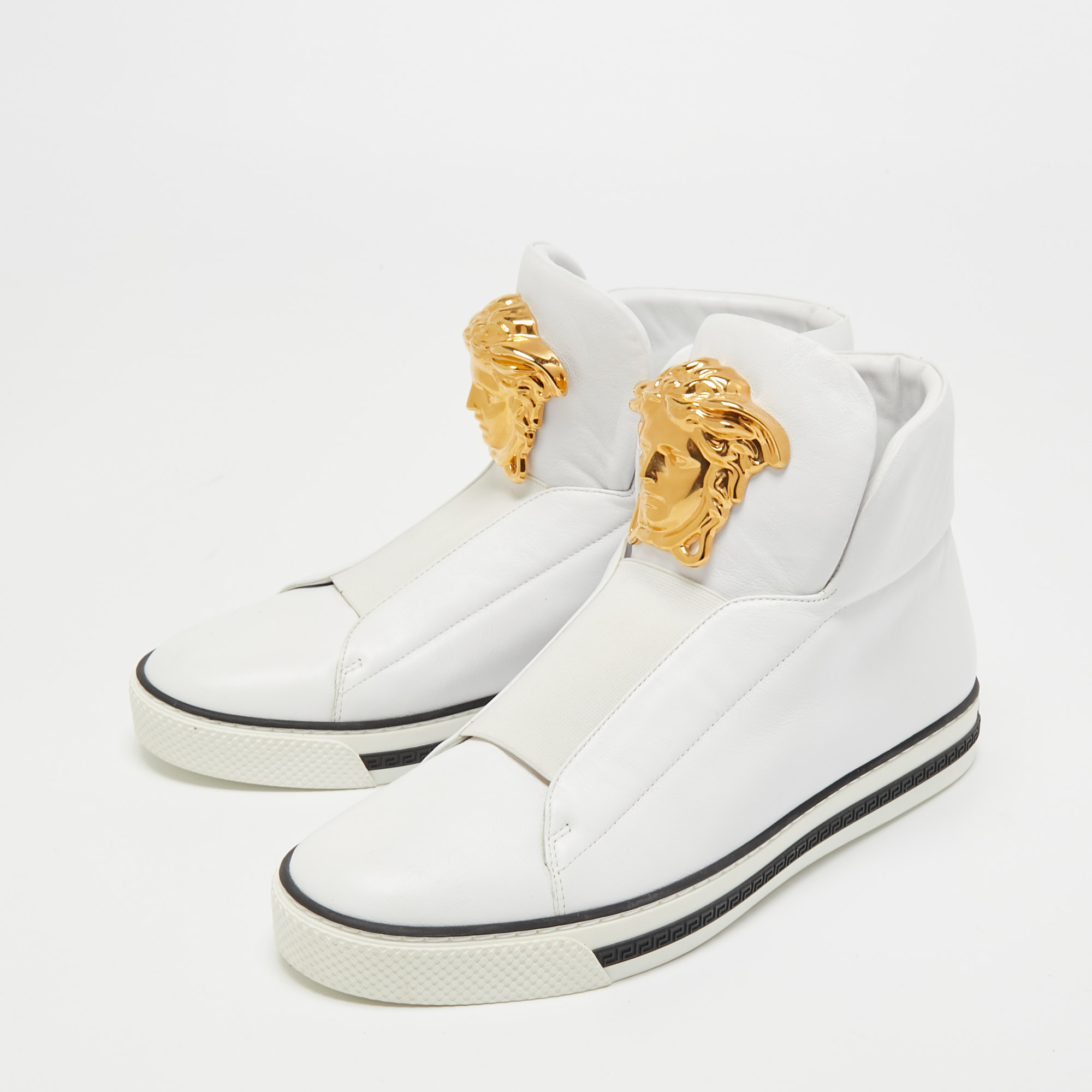 

Versace White Leather Palazzo High Top Sneakers Size