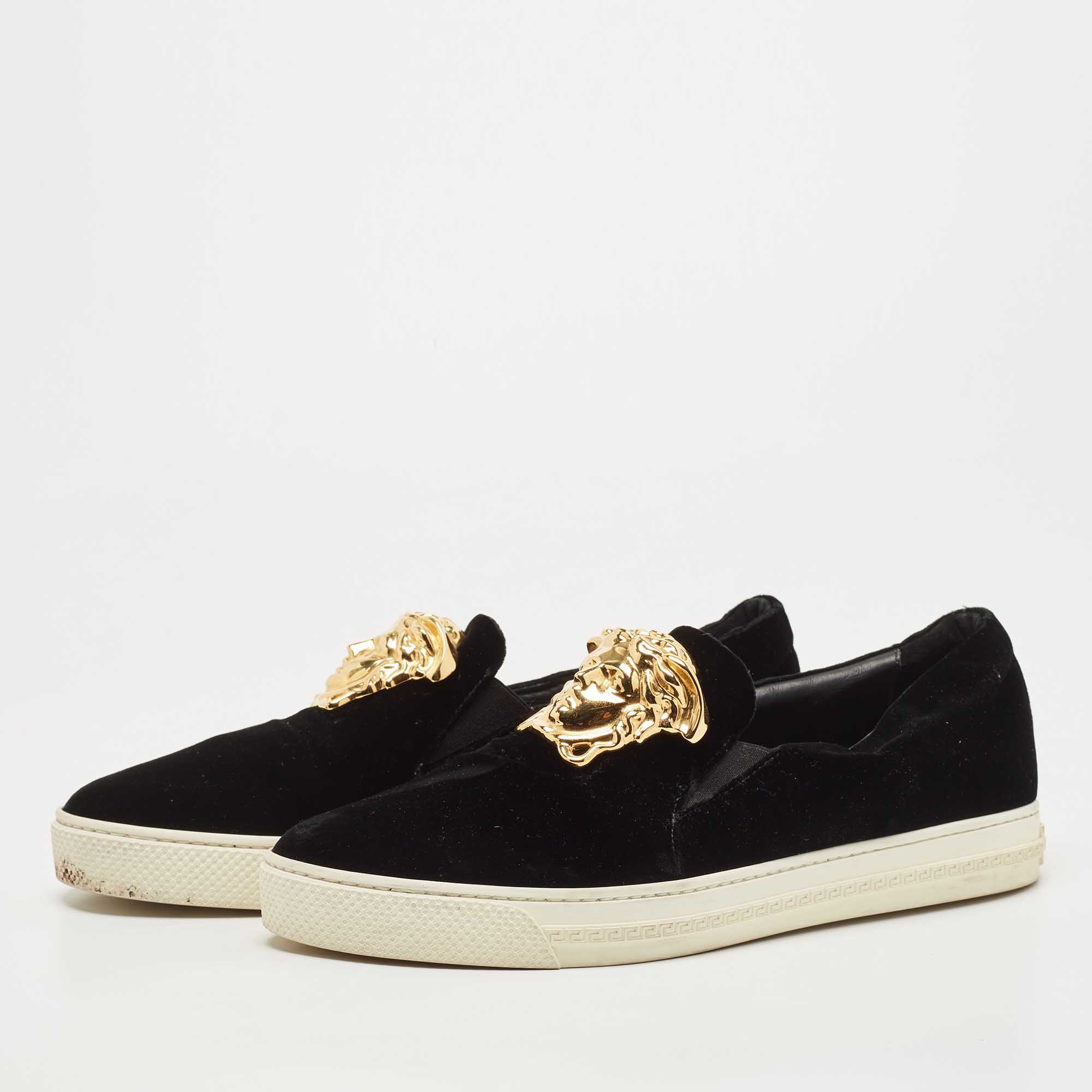 

Versace Black Velvet Medusa Slip On Sneakers Size