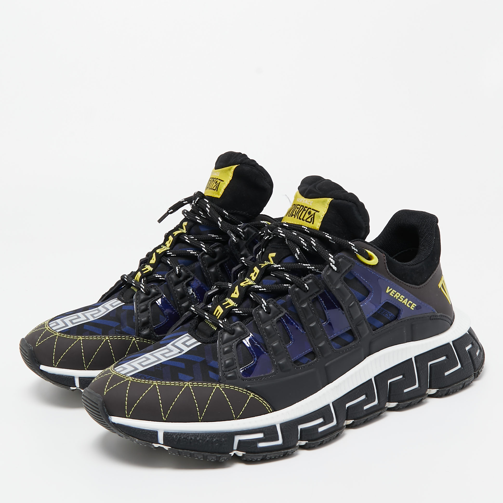 

Versace Multicolor Leather and PVC Low Top Sneakers Size, Black