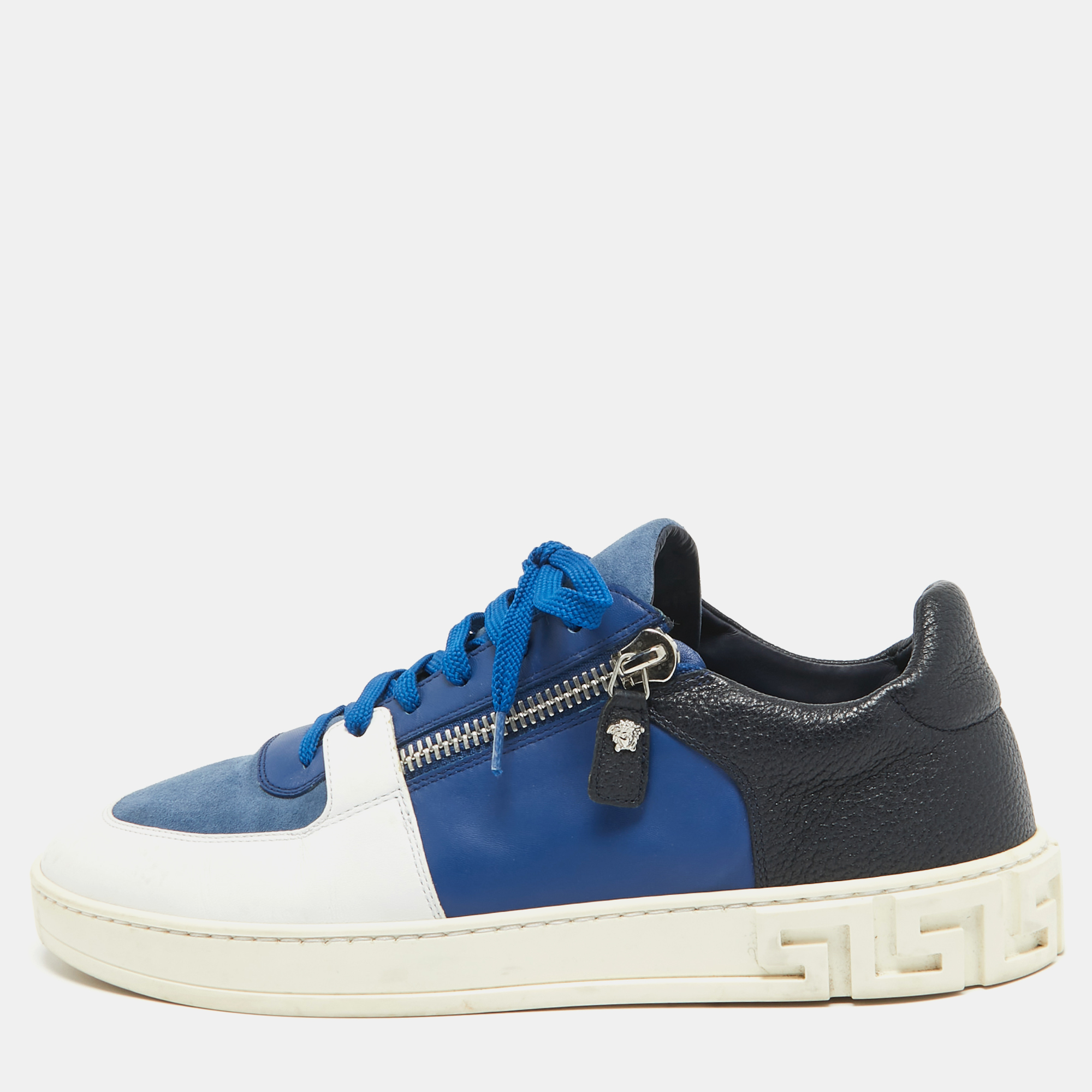 

Versace Tricolor Leather Low Top Sneakers Size, Blue