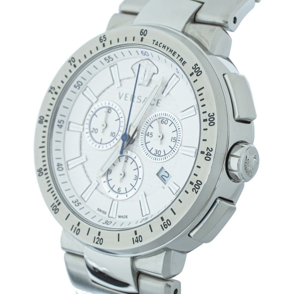 

Versace Silver & White Stainless Steel Mystique VFG Sport Men's Wristwatch