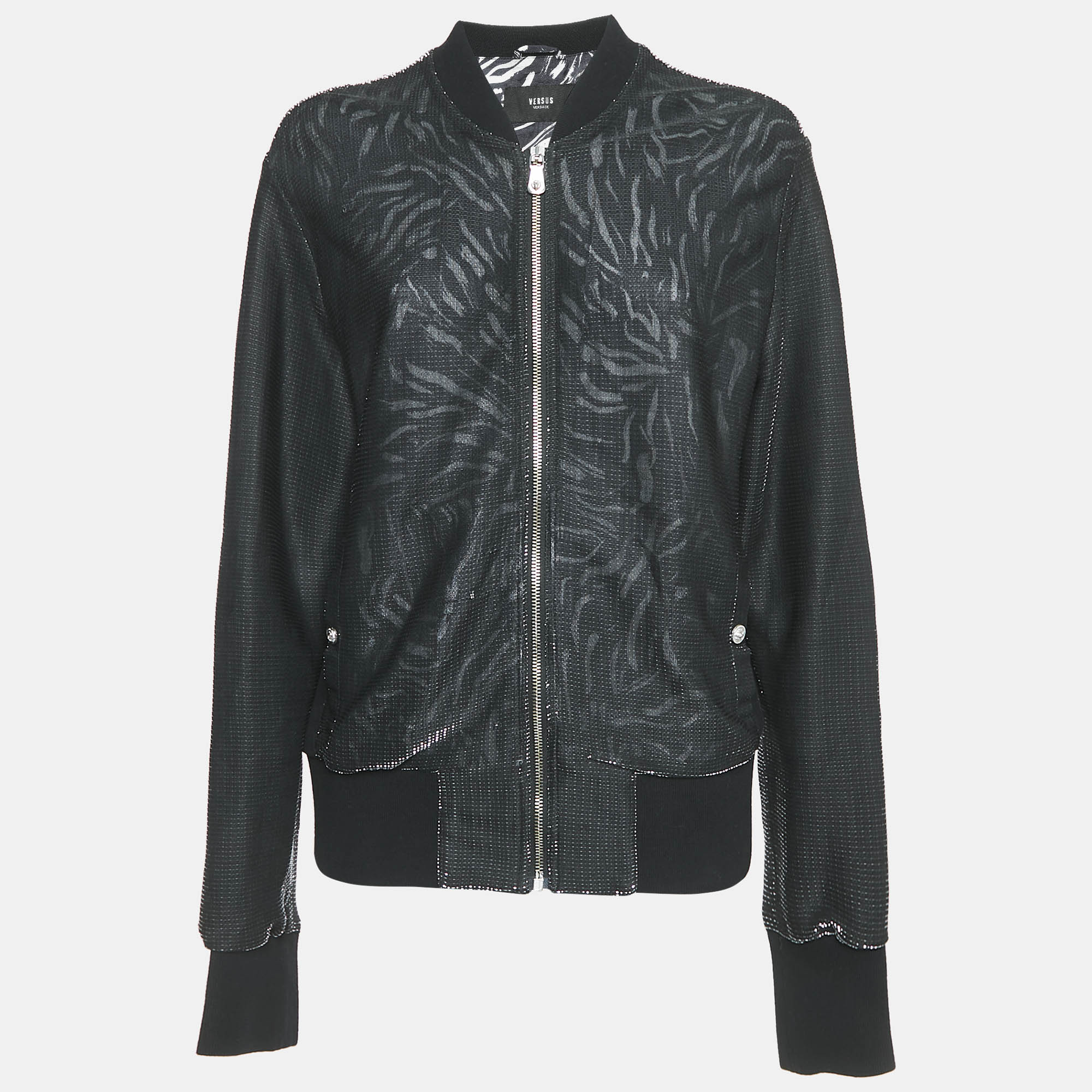 

Versus Versace Black Mesh Zip-Up Jacket L